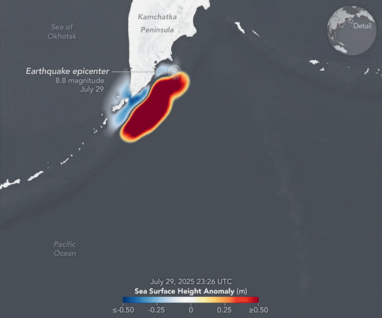 캄차카 대지진 쓰나미, 우주서 봤더니